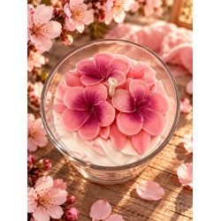 bougie chantilly artisanale fleur de cerisier vue du dessus