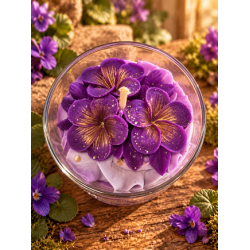 bougie chantilly artisanale violette des bois vue du dessus