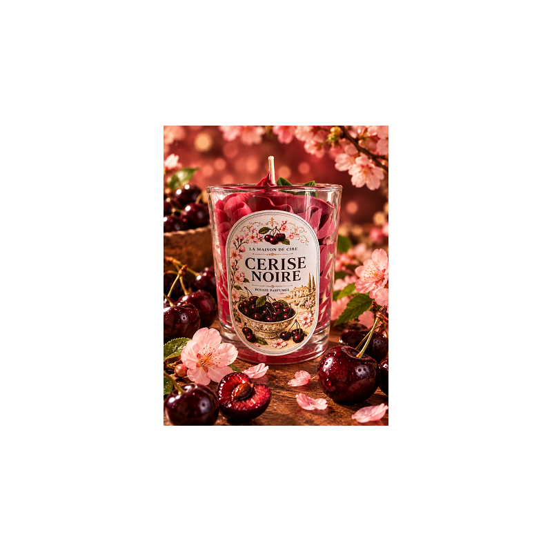 bougie chantilly artisanale cerise noire