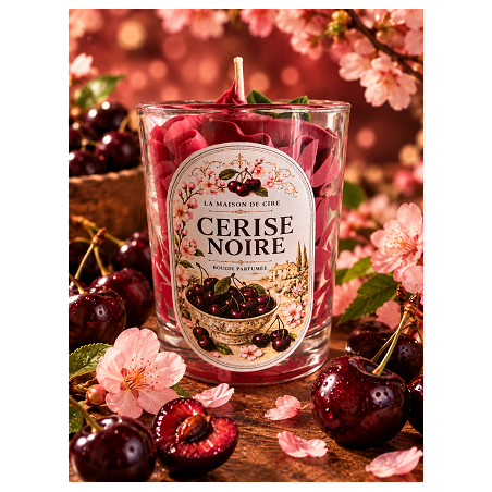 bougie chantilly artisanale cerise noire